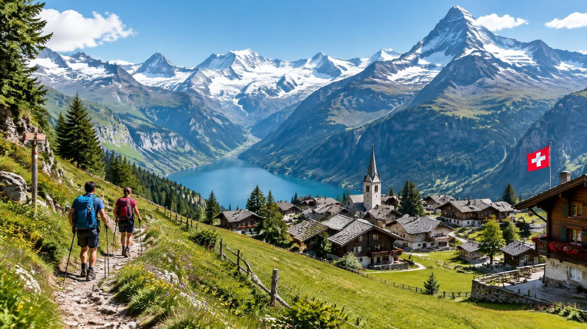 swiss alps mountain landscape